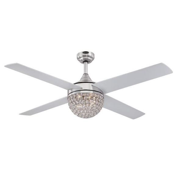 Westinghouse 7220600 Indoor Ceiling Fan with Dimmable LED Light Kit, 52 inch, Brushed Nickel Finish, Reversible Blades, Crystal Jewel Shade