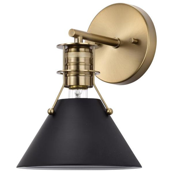 Satco 60/7519 Outpost - 1 Light - Wall Sconce - Matte Black with Burnished Brass