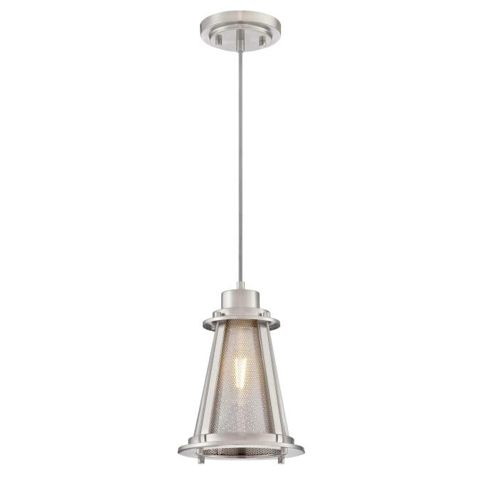 Westinghouse 6361800 One Light Mini Pendant, Brushed Nickel Finish Mesh and Clear Glass