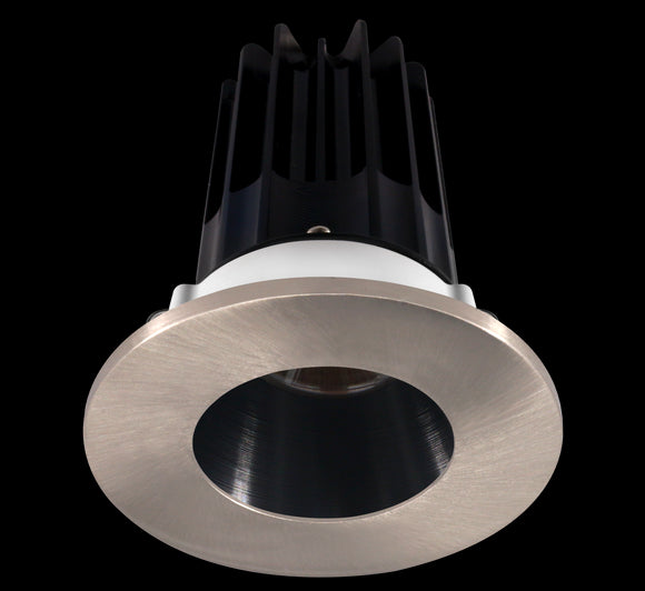 2 Inch Recessed LED Downlight - 8 Watt - 3000 Kelvin - 600 Lumen - Black Reflector - Round Brushed Nickel Trim - 24 Degree Beam Angle - Type IC Damp - Air-Tight - Energy Star - T24 - CRI 90+