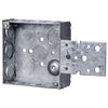 M193W 4" x 4" x 1-1/2" Welded Metal Box With Concentric 1/2" & 3/4" Knockouts and Front Bracket