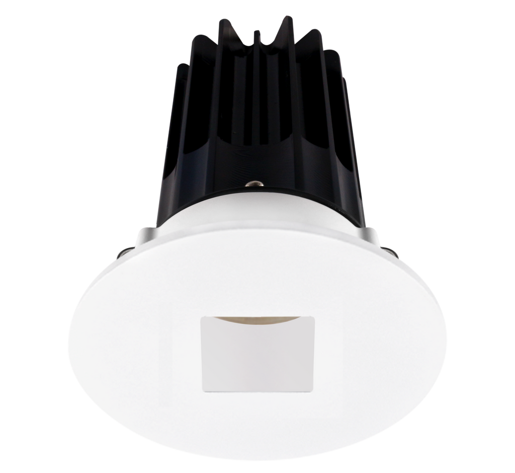 2 Inch Recessed LED Downlight - 8 Watt - 3000 Kelvin - 600 Lumen - White Reflector - Round Square Hole Trim - 38 Degree Beam Angle - Type IC Damp - Air-Tight - Energy Star - T24 - CRI 90+