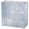 M257W 4-11/16" x 4-11/16" x 2-1/8" Welded Metal Box with Concentric 1/2" & 3/4" Knockouts with Raised Ground