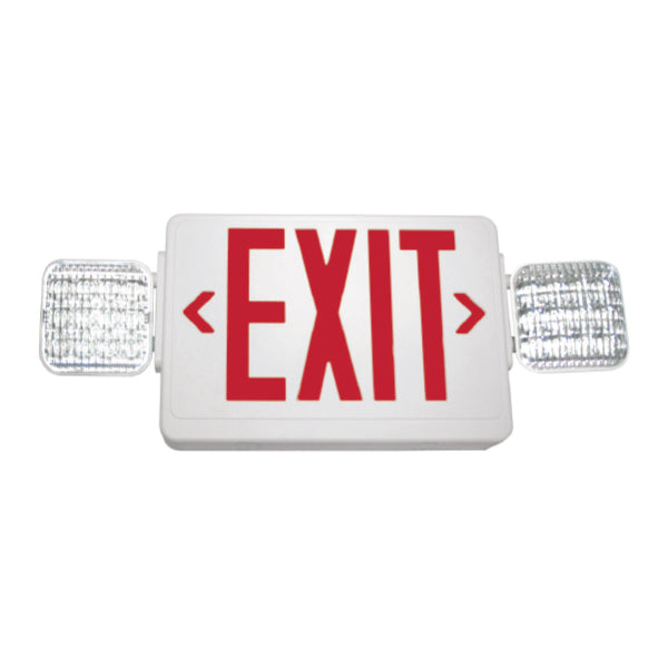 Exitronix QCSS-R-WH - Slim Thermoplastic Combo - NiCad battery - Universal Single/Double Face - Red Letters - Square Lamp Head - White Finish