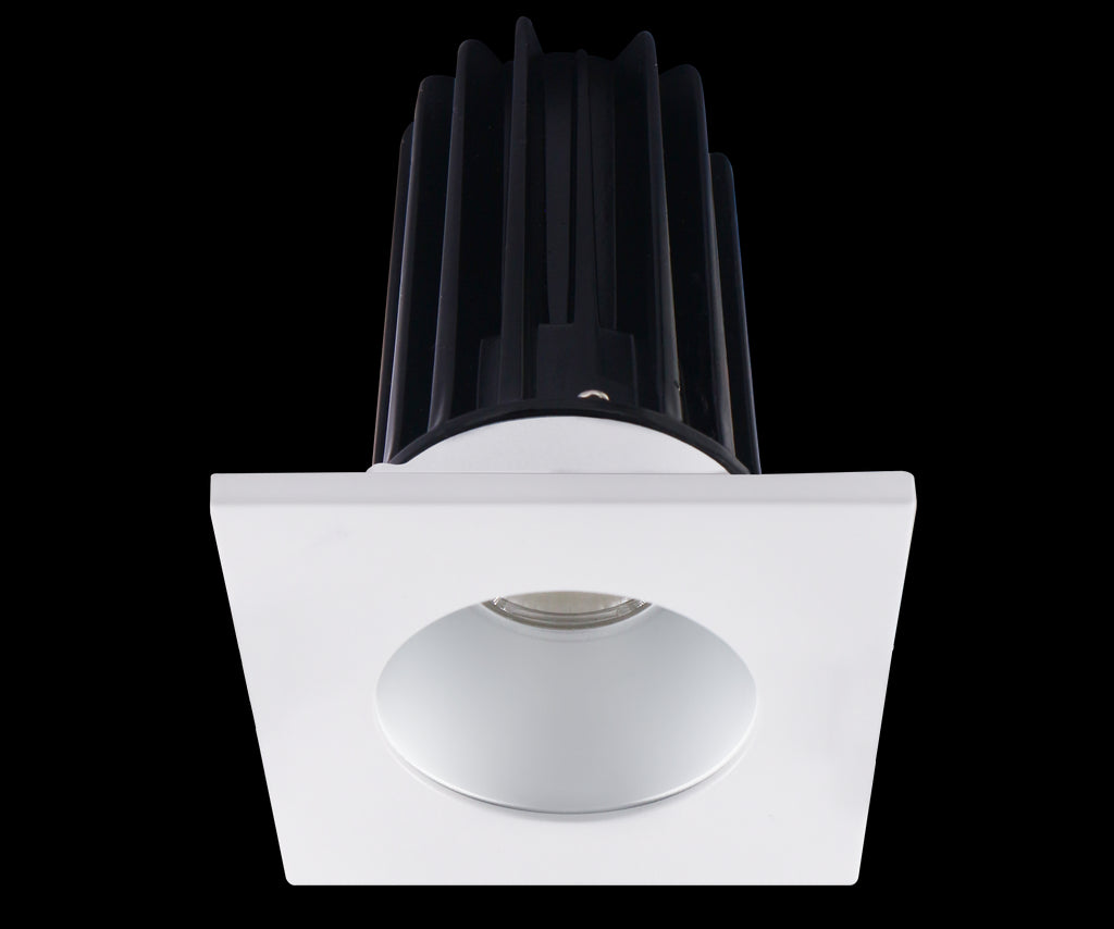 2 Inch Recessed LED Downlight - 8 Watt - 4000 Kelvin - 620 Lumen - Alzak Reflector - Square White Trim - 38 Degree Beam Angle - Type IC Damp - Air-Tight - Energy Star - T24 - CRI 90+