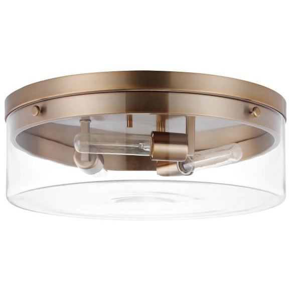 Satco 60/7538 Intersection - Large Flush Mount Fixture - Burnished Brass with Clear Glass