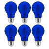Sunlite 40940 LED Filament A19 Standard 4.5-Watt (60 Watt Equivalent) Colored Transparent Dimmable Light Bulb - Blue - 6 Pack
