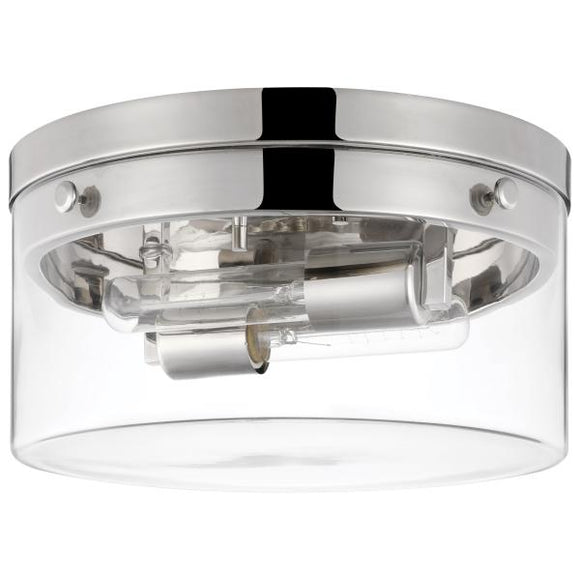 Satco 60/7637 Intersection - Medium Flush Mount Fixture - Polished Nickel with Clear Glass