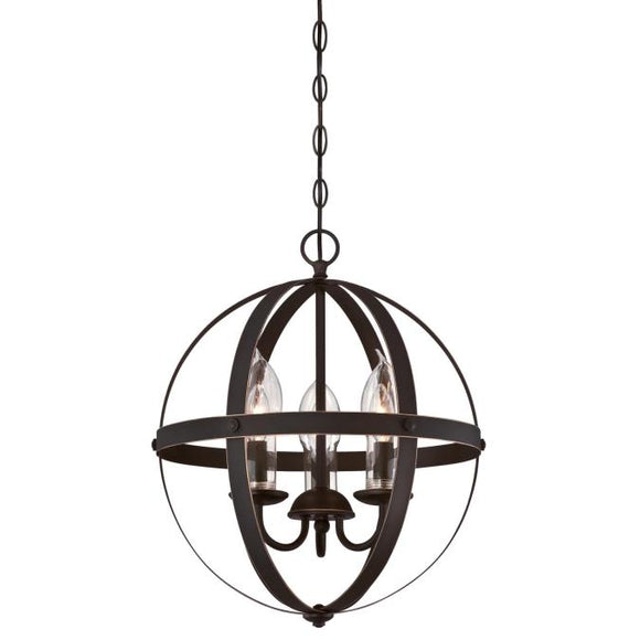Westinghouse 6360600 Three Light Chandelier, Oil Rubbed Bronze Finish with Highlights, Clear Glass Candle Covers