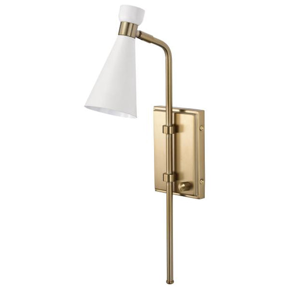 Satco 60/7396 Prospect - 1 Light - Wall Sconce - Matte White with Burnished Brass