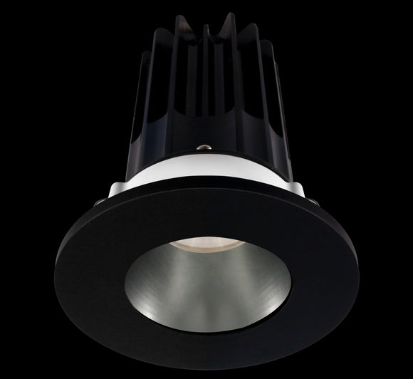 2 Inch Recessed LED Downlight - 8 Watt - 3000 Kelvin - 600 Lumen - Chrome Reflector - Round Black Trim - 38 Degree Beam Angle - Type IC Damp - Air-Tight - Energy Star - T24 - CRI 90+