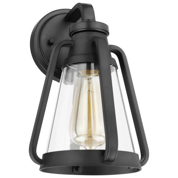 Satco 60/7555 Everett - 1 Light - Small Wall Sconce - Matte Black with Clear Glass