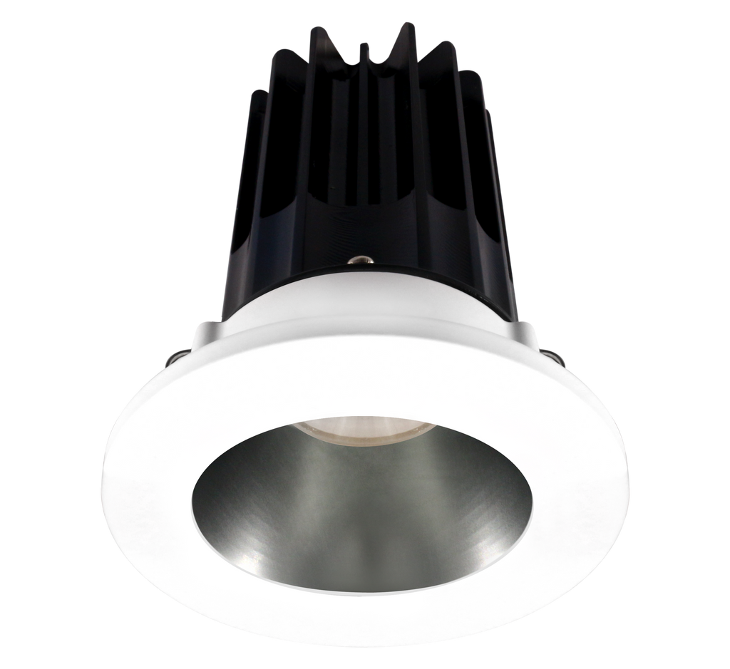 2 Inch Recessed LED Downlight - 8 Watt - 4000 Kelvin - 620 Lumen - Chrome Reflector - Round Chrome Trim - 38 Degree Beam Angle - Type IC Damp - Air-Tight - Energy Star - T24 - CRI 90+