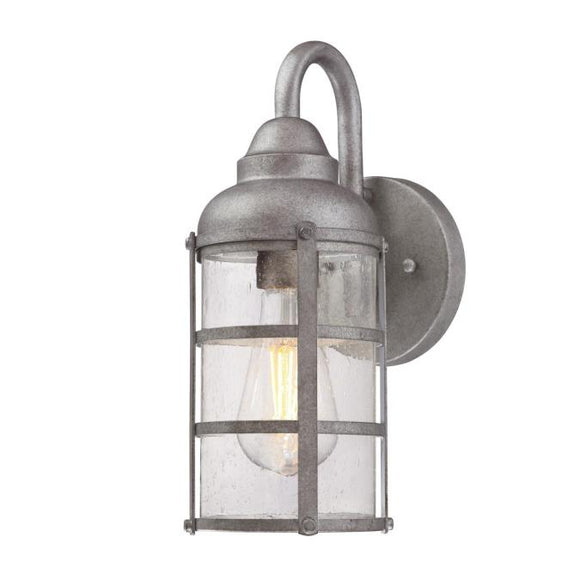 Westinghouse 6357700 One Light Wall Fixture Lantern, Galvanized Steel Finish, Clear Seeded Glass