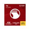 SATCO S21381 4W T6 LED Filament Bulb, Clear, E12, 3000K, Dimmable