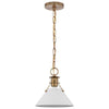 Satco 60/7522 Outpost - 1 Light - Small Pendant - Matte White with Burnished Brass