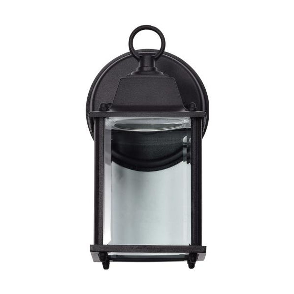 Satco 62/1571 8 Watt - 3000K - LED Cube Lantern - Black Finish - Clear Beveled Glass