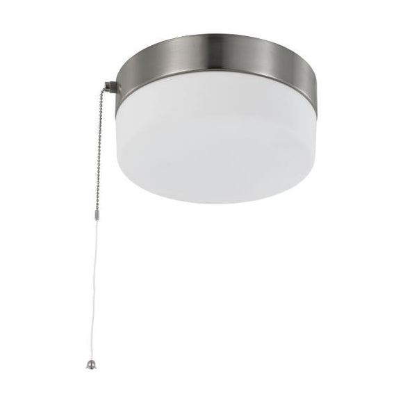 Satco 62/1566 12 Watt - 8 inch - LED Flush Mount Fixture with Pull Chain - Brushed Nickel with Frosted Glass