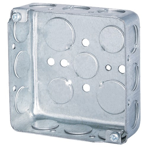 M190D 4" x 4" x 1-1/2" Drawn Metal Box with 1/2" Knockouts