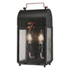Westinghouse 6334900 Two Light Wall Fixture Lantern, Matte Black Finish, Washed with Copper Accents, Clear Seeded Glass