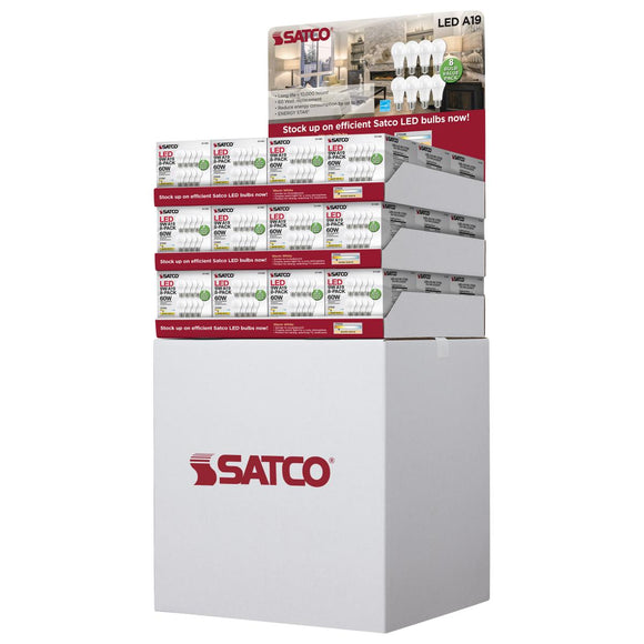 Satco D2104 Display Unit Containing 36 pieces of S11460 - 9 Watt - A19 LED - 2700K - Non-Dimmable - E26 - 80 CRI