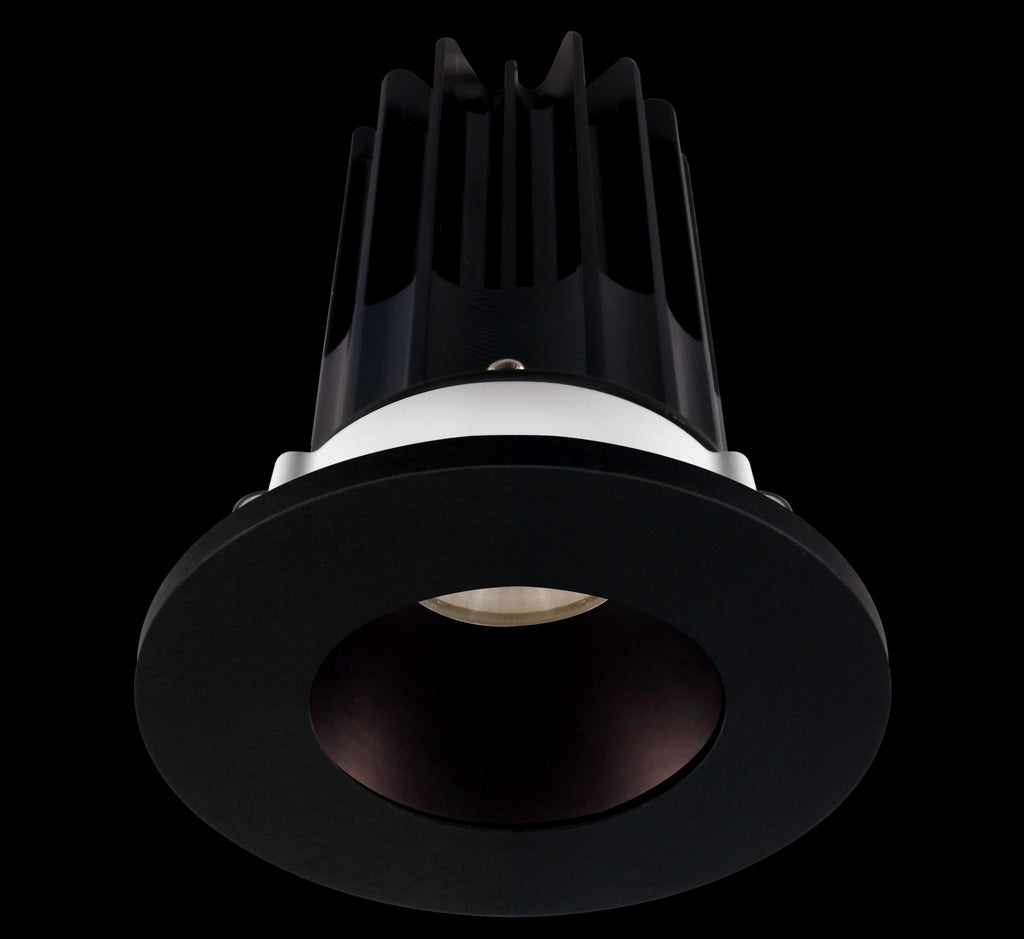 Lotus LED 2 Inch Round Recessed LED 15 Watt High Output Designer Series - 3000 Kelvin - 24 Degree Beam Spread - Bronze Reflector - Trim Black