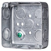 M239D 4" x 4" x 2-1/8" Drawn Metal Box With Concentric 1/2" & 3/4" Knockouts and Raised Ground