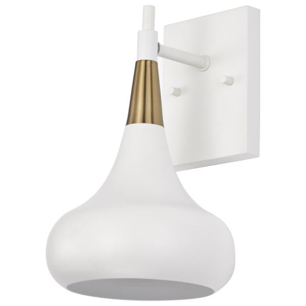Satco 60/7509 Phoenix - 1 Light - Wall Sconce Matte White with Burnished Brass
