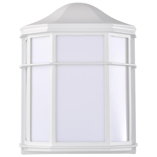 Satco 62/1396 LED Cage Lantern Fixture - White Finish with White Linen Acrylic