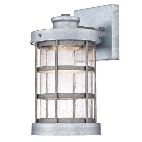 Westinghouse 6347800 One Light LED Wall Fixture Lantern, Galvanized Steel Finish, Clear Seeded Glass