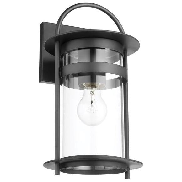 Satco 60/7641 Bracer - 1 Light - Medium Wall Lantern - Matte Black Finish with Clear Glass