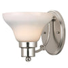 Westinghouse 6228400 One Light Wall Fixture, Satin Nickel Finish, White Opal Glass