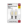SATCO S21827 clear B11 LED bulbs in 2-pack retail packaging