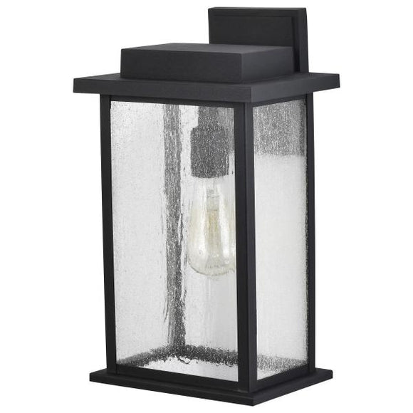 Satco 60/7376 Sullivan - 1 Light Large Wall Lantern - Matte Black with Clear Seeded Glass