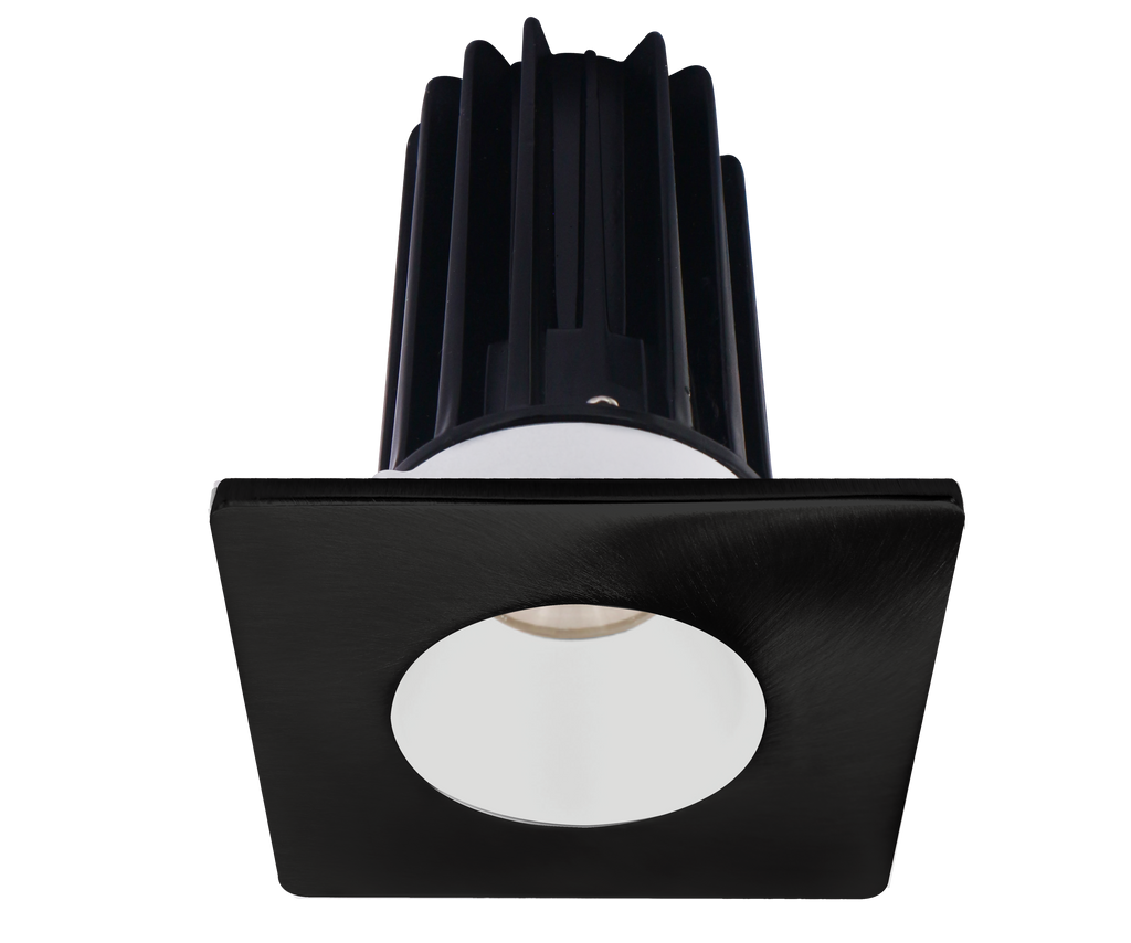 2 Inch Recessed LED Downlight - 8 Watt - 2700 Kelvin - 580 Lumen - White Reflector - Square Black Trim - 38 Degree Beam Angle - Type IC Damp - Air-Tight - Energy Star - T24 - CRI 90+