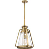 Satco 60/7563 Everett - 1 Light - 14 Inch Pendant - Natural Brass with Clear Glass
