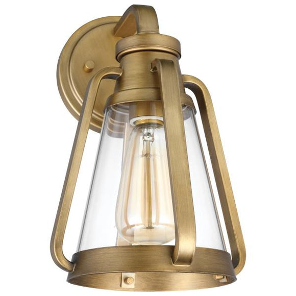 Satco 60/7565 Everett - 1 Light - Small Wall Sconce - Natural Brass with Clear Glass