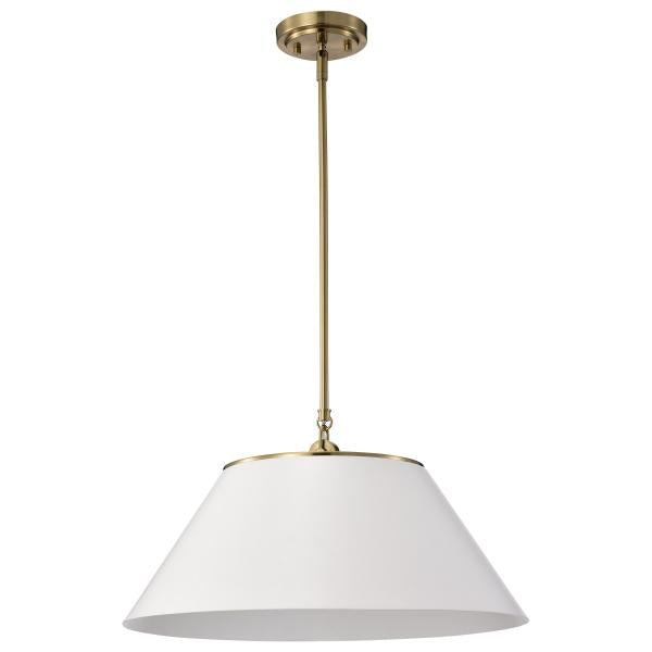 Satco 60/7415 Dover - 3 Light - Large Pendant - White with Vintage Brass