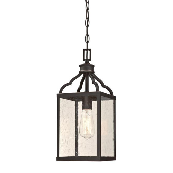 Westinghouse 6359300 One Light Pendant, Oil Rubbed Bronze Finish with Highlights Clear Seeded Glass