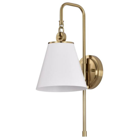 Satco 60/7446 Dover - 1 Light - Wall Sconce - White with Vintage Brass