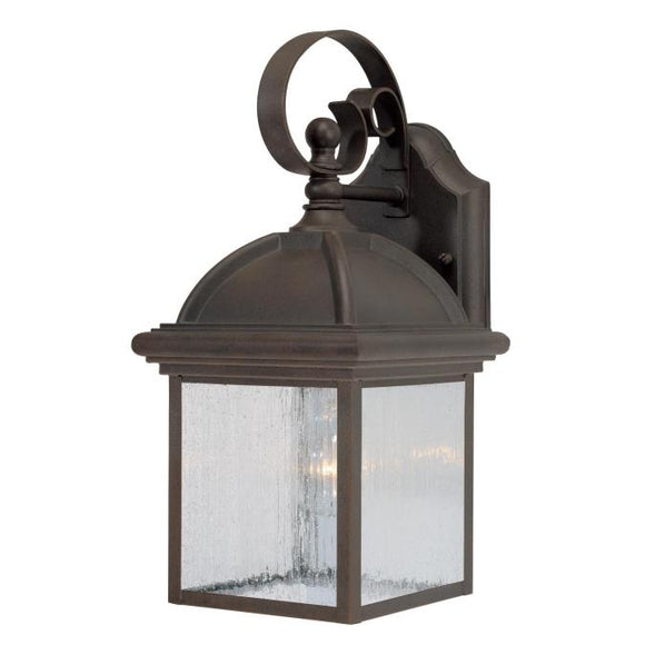 Westinghouse 6939500 One Light Wall Lantern, Textured Rust Patina Finish on Cast Aluminum with Clear Seeded Glass Panels