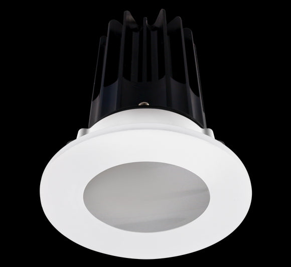 2 Inch Recessed LED Downlight - 8 Watt - 3000 Kelvin - 600 Lumen - White Reflector - Round Shower Trim - 24 Degree Beam Angle - Type IC Damp - Air-Tight - Energy Star - T24 - CRI 90+