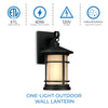 Westinghouse 6312400 1 Light Medium Wall Lantern Textured Black Finish with Amber Frosted and Clear Seeded Glass