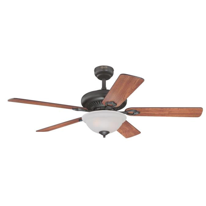 Westinghouse 7235100 Indoor Ceiling Fan with Dimmable LED Light Fixture - 52 inch - Oil Rubbed Bronze Finish - Reversible Blades - Frosted Glass