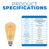 Westinghouse 3317600 Filament LED ST20 Decorative Dimmable Light Bulb - 2.5 Watt - Amber Finish - 2200 Kelvin - E26 Base