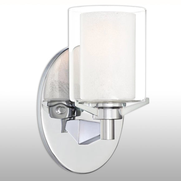 Westinghouse 6331500 1 Light Wall Chrome Finish with Ice Glass Inner and Clear Glass Outer Shade