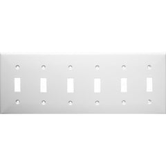 Morris Products 81061 Lexan Wall Plates 6 Gang Toggle Switch White - Large 6 Gang Wall Plate Toggle Switch for big rooms.
