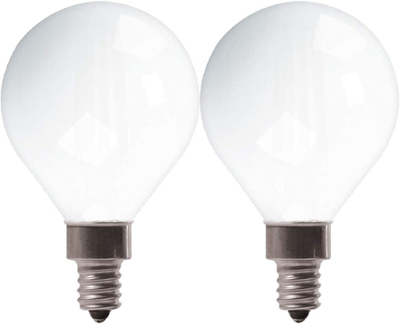 GE LED4DGC-AGW-2 120 - 4.5 Watt LED Globe G16 Replacement Lamp - E12 Candelabra Base - Dimmable - 350 Lumens - 2700 Kelvin - Frosted - 40 Watt Equivalent (2 Pack)