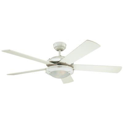 Westinghouse 7233600 Indoor Ceiling Fan with Dimmable LED Light Fixture, 52 inch, White Finish,
Reversible Blades, Frosted Glass