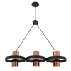 Westinghouse 6368900 Three Light Chandelier - Matte Black Finish - Copper Shades